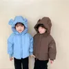 Vestes 2023 hiver bébé mignon ours oreille manteau à capuche plus velours épais enfants solide veste décontractée garçons filles coupe-vent rembourré