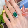 Vintage Lab Emerald Diamond Ring 100% Real 925 Sterling Silver Party Wedding Band Rings for Women Bridal Engagement Jewelry Gift