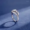 Cluster Ringe Lokwan 925 Sterling Silber Krone eingelegt mit tropfenförmigem Zirkon für Frauen edler Temperamentstil Modeschmuck Geschenk