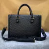 Briefcases Business Style Authentic Ostrich Skin Men's Working Briefcase Exotic Genuine Leather Code Lock Closure Male Large Laptop