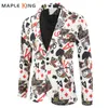 Mäns kostymer blazrar spelar kort poker tryck roliga män blazer jacka koreansk modeparty prom kostym homme mäns vintage kostym blazer hombre 231113