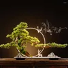 Figuritas decorativas simulación raíz tallada pino árbol Deadwood estilo chino jardín Zen luces LED reflujo incensario decoración para sala de estar