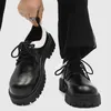 Outono novo masculino preto casual sapatos de couro designer de moda baixa gangue fundo grosso aumentando sapatos masculinos 111623a