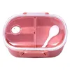 Geschirr Kinder Lunchbox Drei Gitter Mikrowelle Lunch Box Cartoon Kleine Frische Student Büro Bento Lagerung Container