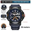 Armbandsur Lige Top Luxury Original Sports Wrist Watch for Men Quartz Silicone Waterproof Dual Display Military Watches Relogio Masculino 231114