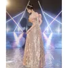Ethnic Clothing Sexy Pink Off Shoulder Cheongsam Fairy Beaded Sequins Dress Gown Exquisite Pleated Bowknot Vestidos Elegant Banquet Qipao