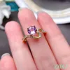 Cluster Rings Women Ring S925 Silver Gold Plated Natural Blue Topaz/Purple Amethyst Design Good Gift