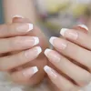 Faux ongles naturel nu blanc français cercueil faux presse sur plat ballerine Art conseils quotidien bureau doigt porter manucure 24 pièces