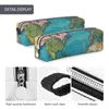 Vintage Map Print Square Pencil Case The World 1897 Teenager Kawaii Leather Box Elementary School Zipper Pen Bag