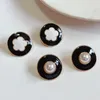 Stud Earrings Vintage French Style Round Geometric Drop Glaze Pearl Wholesale Accessories Femme Gift