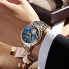 Wristwatches LIGE Mens Watches Top Brand Luxury Original Waterproof Quartz Watch for Man Gold Skeleton Style 24Hour Moon Phase Luminous Clock 231114