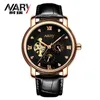 Montres-bracelets Nary automatique auto-vent mécanique hommes montre 3ATM étanche saphir cuir hommes affaires poignet Relogio Masculino