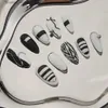 Künstliche Nägel, 100 % handgefertigt, zum Aufdrücken, schwarz-weiße Zebrastreifen, handbemalt, 10 Stück, Q231115