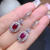 Dangle Oorbellen KJJEAXCMY Fijne Sieraden 925 Sterling Zilver Ingelegd Natuurlijke Ruby Vrouwen Mode Vintage Plant Gem Oorbel Eardrop Ondersteuning