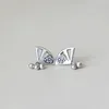 Stud Earrings 925 Sterling Silver Fan For Women Girl Vintage Plum Blossom Hollow Out Design Jewelry Birthday Gift Drop