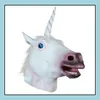 Party Masks Py Animal Horse Head Mask Halloween Costume Theater Prop Novelty Latex Rubber Christmas Cosplay Fancy Dress Hooded Helme Dhn5I