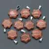 Flower Natural Stone Pendant Rose Quartz Opal Agate Polished Gemstone Crystals Charms for Jewelry Making Necklace Earrings