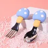 Cups Dishes Utensils Mushroom Silicone Handle Kids Spoon Fork Set Dessert Spoon for Children Tableware Baby Gadgets Feed Kid Children's Cutlery AA230413