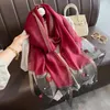 Scarves 2023 Autumn Women's Butterfly Embroidery Beaded Fashion Scarf Soft Head Hijab Female Bufanda Headband Beach Shawls Wraps