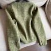 Womens Wool Blends Sandro Rivers Short Handmade Casat Doublesididid Luxe Roundneck Jacket para Fallwinter 231114