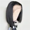 Synthetic Wigs Short Bob Wig With Bangs Brazilian Straight Human Hair Remy Cut For Black Women Fl Hine Made Drop Delivery Products Dhxdf