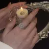 Pierścionki ślubne luksusowe modne fidget spinner dla kobiet z cyrkonem lęk słonecznikowy obrotowy pierścień regulowany uspokajający zmartwienie