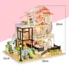 Doll House Accessories Diy Wood Dollhouse Casa Miniature With Furniture Kit Pink Loft Model Doll Hous Montering Toy for Children Christmas Gifts 231114
