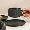 Cups Saucers 250ml Japanese Vintage Creative Black Ceramic Coffee And Elegant Handmade Latte Tea Cup Set Home Office Tableware