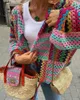 Hawlife – Cardigan en tricot au Crochet pour femme, pull ample à manches longues évasé, Y2K 003