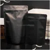 Förpackningspåsar 4 Size Black Kraft Paper Frosted Window Bag Stand Up Snack Cookie Tea Coffee Packaging Xmas Gift Pouch LX Drop Delivery DHAPN