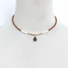 Choker Classic Retro Orange Round Stone Irregular Pearl Mix And Match Necklace Women Exquisite Charm Grey Water Drops Decorated Collar