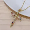 Chains Hiphop Cross Pendant Necklace For Women Jewelry Female Statement Men Iced Out Chain Wholesale Gold Color Jewellery