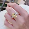 Bagues de cluster SpringLady 925 Sterling Silver 10 14mm Ovale Rose Jaune Haute Carbone Diamant Mariage Pour Femmes Sparkling Fine Bijoux