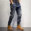 Herenbroek hiphop harem jeans broek mannen los joggers denim casual zweetbroek Korea enkel lengte broek streetwear mannelijke kleding 230414