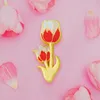 Spille B204 Fiore di tulipano Design fatto a mano Gioielleria raffinata Regalo per donna Distintivo per borsa con spilla in metallo