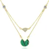 Ins Necklace a pendente S925 Silver Malachite Zircone Collana a doppia strato Women European European Plodato 18K Gold Collar Chain Wedding Fette di matrimonio Gioielli Regalo per San Valentino Gioielli SPC