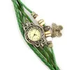 Начатые часы Ly Женщины ретро браслет для запястья часы для плетения плетения искусственная кожаная бабочка.