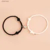 Beaded Fashion Heart -shaped Magnetic Flocking Handicon Magnetic Small Personality Couple Magnetic Fastening Bracelet Female 2PCS/setL231114