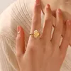 Anneaux de mariage Vintage Ginkgo Feuille pour femmes en acier inoxydable réglable ouvert bague esthétique fête bijoux Anillos Mujer