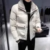 Veste Parkas en coton pour hommes, manteau tendance et beau, court et épais à revers, coupe Slim, hiver 2023, pour jeunes, 231113