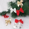 Julekorationer 12pcslot Craft Bows Diy Tree For Crafts Gold Silver Red Bowknot Home Decoration 231113