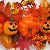 Couronne de fleurs décoratives pour porte d'automne, pendentif citrouille, accessoires muraux suspendus pour Festival de récolte, décoration de noël et d'halloween