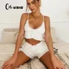 Tracksuits voor dames CNYISHE Zomer sexy kanten set vrouwen pakken mode solide tracksuit v nek kostuum twee stukken tops shorts shorts outport sets voor vrouwelijke 230413