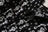 2023 Vestido de estampa floral preta de verão Bordado Jacquard Vestido de manga longa colarinho com cinto Midi Casual Vestres A3A101500 plus size xxl