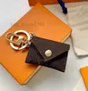 Carta de designer Carteira Keychain Tecking Fashion Pingled Chain Chain Charm Brown Flower Mini Bag Trinket Gifts Acessórios sem caixa