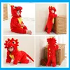 Macacão Halloween Bebê Red Dinosaur Trajes Criança Leão Onesie Infants Cosplay Romper 2-36 Meses Facecloth Pijama Macio e Quente 231113