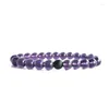 Bracelet en améthystes naturelles pour femmes et hommes, fil violet et noir, pierre perlée de 8mm, bijoux pour Couple, cadeaux pour amoureux