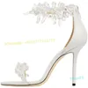 Sandales cristal blanc talons hauts femmes doux été cheville Wrap chaussures mince Banquet marque Peep Toe couvert