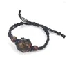 Charm Bracelets 12pcs Woven Black Rope Adjustable Net Bag Bracelet Irregular Meditation Healing Charka Stone Crystal Braided Bangle Women