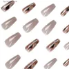 Unghie finte HEALLOR Leopardo Unghie finte Francese Stampa lunga sulle unghie Eleganti adesivi per unghie Salone manicure Arte fai da te Unghie artificiali MH88 Q231114